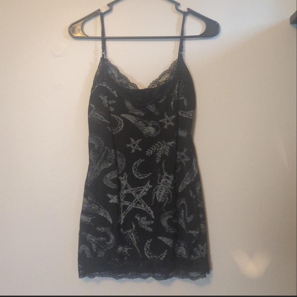 Celestial Black Mini Dress with Lace Trim